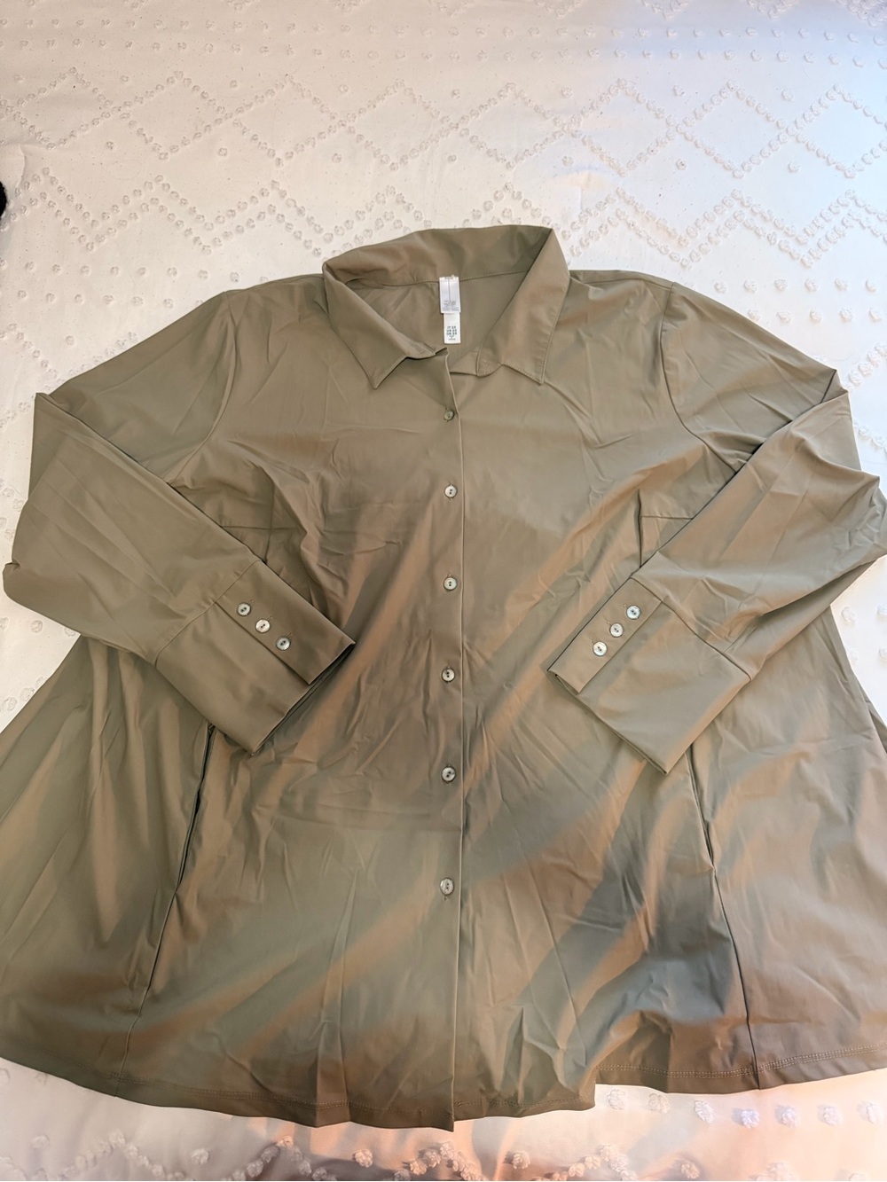 MarlaWynne Olive Green Button-Down Blouse